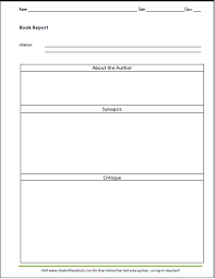 Free Book Report Printable Handout For Teachers And Students