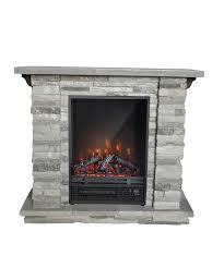 Electric Fireplace With Gray Stone