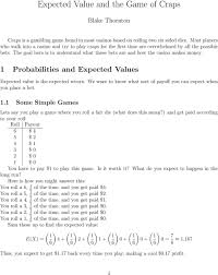 Expected Value And The Game Of Craps Pdf Free Download