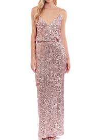 Sequin Blouson Gown Blush Rose Gold Bl2684
