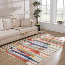 colorful rainbow striped modern rug