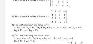 4 Find The Rank Nullity Of Matrix A