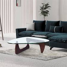 Brown Small Triangle Glass Coffee Table