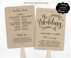 Printable Wedding Program Template Fan Wedding Program Kraft Paper