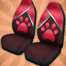 Custom Car Seat Cover Dog Paw Red 3d