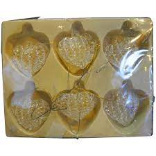 clear spun glass heart ornaments set of