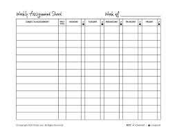 Images Of Homework Planner Template Printable Weekly Assignment
