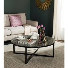 Black Medium Round Tile Coffee Table
