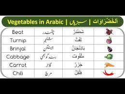 vegetables in arabic english and urdu