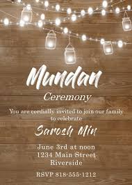 Mundan Lights And Wood Invitations In 2019 Free Invitation