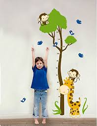 Huge Giraffe Monkey Tree Kids Growth Chart Height Measure Wall Stickers Boy Girl Kids Rooms Decoration Decals