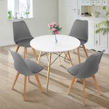 Sets Of 5 Round Dining Table 4 Grey