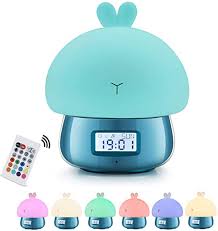 Amazon Com Tekhome Sleep Training Clock For Toddlers Gifts For Babies Alarm Clocks For Kids Boys Bedrooms Battery Operated Wake Up Light For Teens Usb Charger 7 Colors 11 Loud Sounds Blue Home