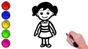 Simple drawing ideas for kids flower grower com drawing. How To Draw A Girl Easy For Kids Draw A Beautiful Frock Drawing Of Hairband Youtube