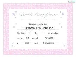 Birth Certificate Template For School Project Baby Birth