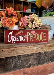 Organic Produce Sign Custom Wood Sign