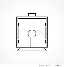 Glass Door Black Line Vector Icon