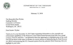 fincen letter to u s senate committee