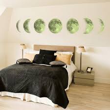 glow in the dark moon phases wall decal