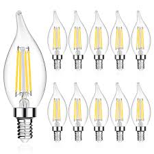 Amazon Com Langree E12 Led Candelabra Base Bulbs 60w Equivalent 5w Led Chandelier Light Bulbs Non Dimmable Led Candle Light Bulb Flame Tip 5000k Daylight White 550lm Pack Of 10 Home Improvement