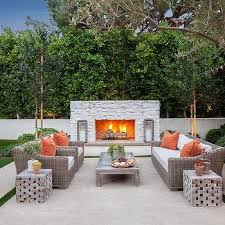 White Brick Outdoor Fireplace Design Ideas