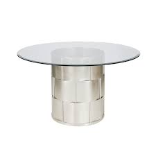 Silver/white round dining table base #8 sold. Worlds Away Amanda Silver Leaf Basketwave Dining Table Base Only