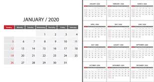 simple calendar 2020 vector