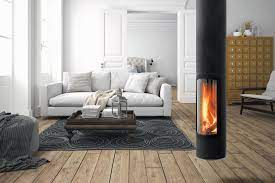 This Sleek Cylindrical Fireplace
