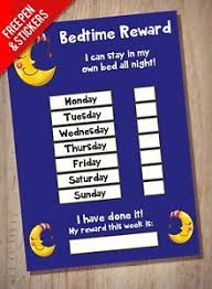 Details About Bedtime Nightime Reward Chart Kids Childrens Sticker Star Sleep In Own Bed