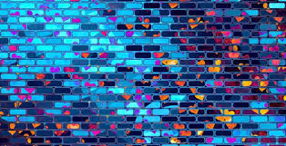 Wallpaper Neon Hearts Brick Wall