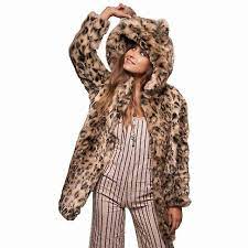 Womens Mid Length Faux Fur Coat Hooded