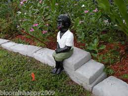 Black Fishing Boy Statue Lawn Jockey