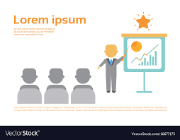Presentation Business Man Showing Flip Chart With