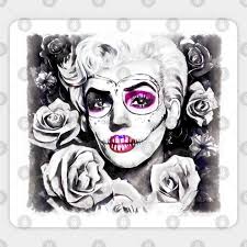 retro sugar skull blonde with roses