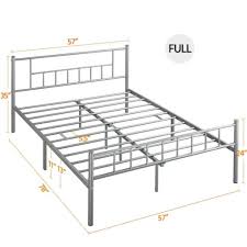 Silver Metal Platform Bed Frame With