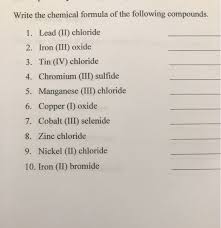 solved write the chemical formula of