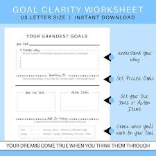 This worksheet is related with any person´s life goals. Goal Setting Worksheet Goal Clarity Guide Goal Outline Etsy