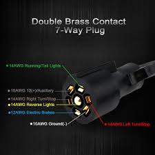 For running lights, brake, indicators a 7 pin `n` type is used. 7 Pin Trailer Connector Weather Resistant 8 Feet Bougerv