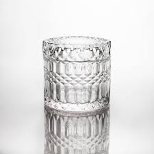 40cl Clear Flat Lid Patterned Candle