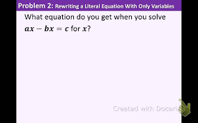 algebra 1 2 5 literal equations and