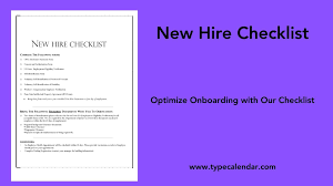 new hire checklist templates pdf