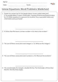 Linear Equations Word Problems