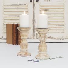 White Distressed Wood Pillar Candle