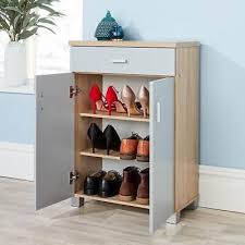 Sonoma Oak Grey Shoe Cabinet Storage 2
