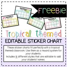 Freebie Tropical Themed Editable Sticker Chart Sample Tpt