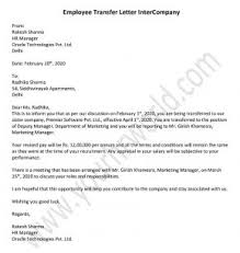 Noc letter format for construction best of no objection letter. Format For Employee Transfer Letter Intercompany