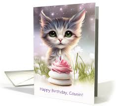 cousin happy birthday cute cat and