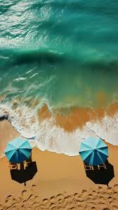 umbrellas turquoise sea