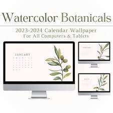 2023 2024 Watercolor Botanicals Desktop