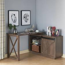 Get inspired by these 30 sliding barn door designs and ideas for the home, along with some awesome tutorials! Furniture Of America Carlie 56 In Walnut Oak L Shape Writing Desk With Sliding Barn Door Idi 202693 The Home Depot